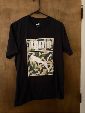 Puma Black Short-Sleeve Tee with Camo Box Logo